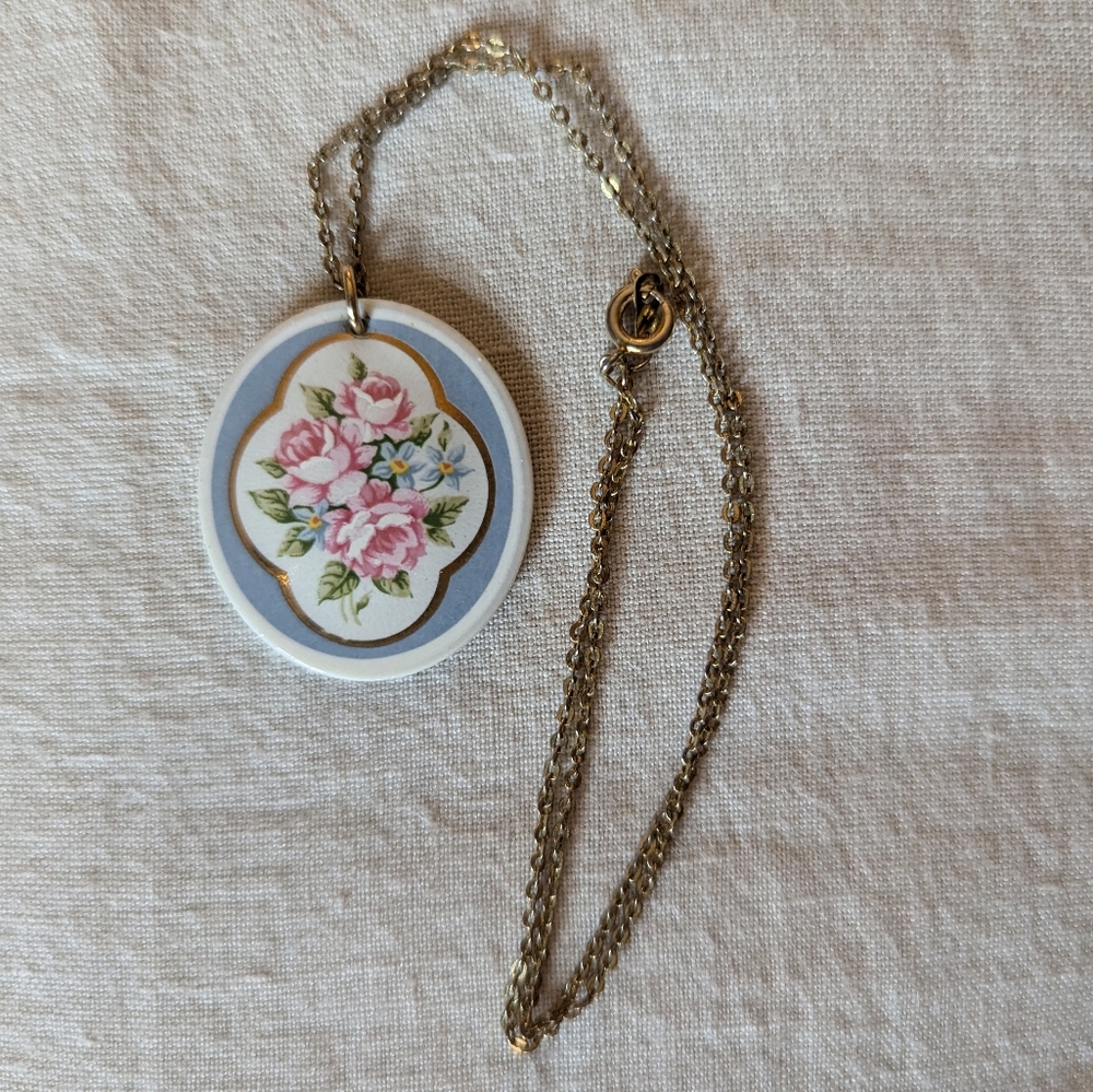 3 For $20 VINTAGE Ceramic Floral Pendant